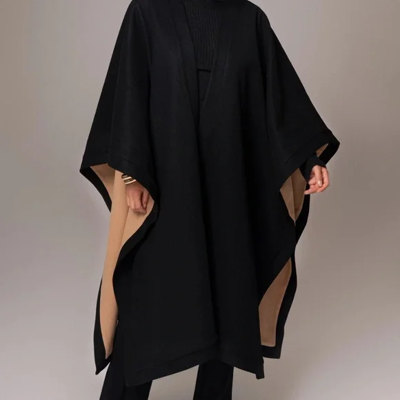 JLUXLABEL REVERSIBLE Tan and Black Women's Cape SHAWL/ COAT - Picture 8 of 16